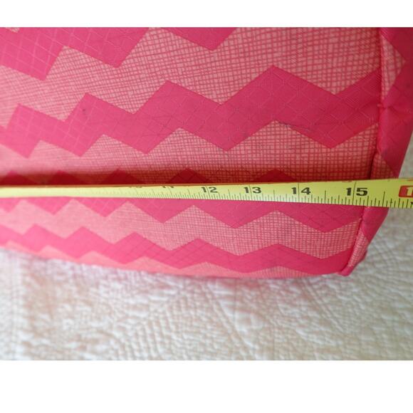 Thirty-One All Pro Tote Bag /Coral Punch Color /Chevron Fushia and Pink Striped - Picture 10 of 13